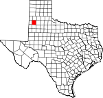 Map of Texas highlighting Lamb County